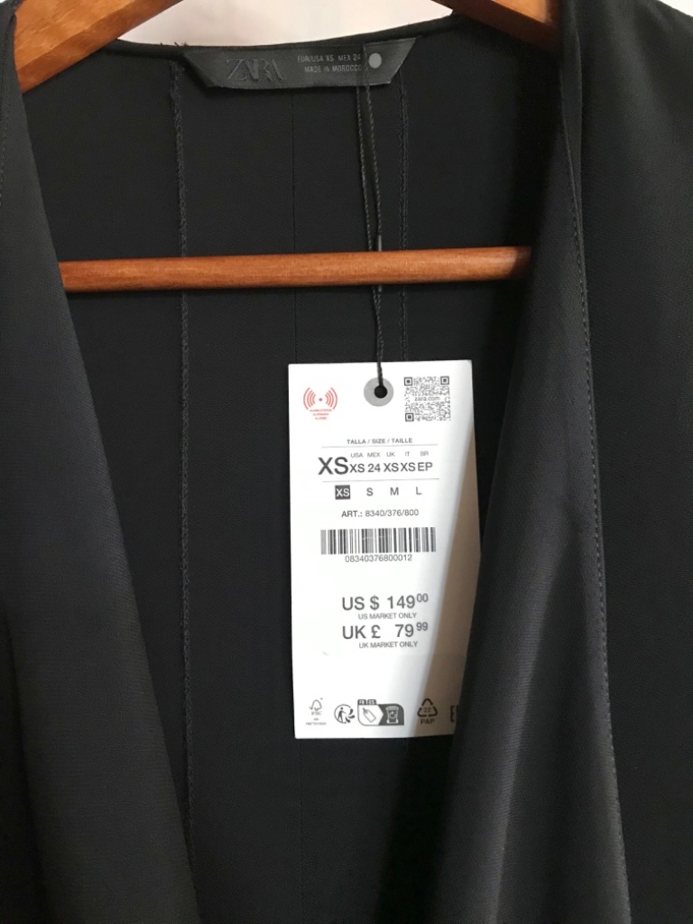 Zara Ribbon Midi Dress Deep V-Neck A-Line Long Sleeve - Picture 14 of 14